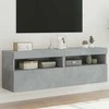 TV staliukas Sieninės TV spintelės su LED, 2vnt., betono pilkos, 60x30x40cm
