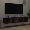 TV staliukas Sieninės TV spintelės su LED, 2vnt., dūminės ąžuolo, 80x35x31cm