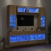 TV staliukas Sieninės TV spintelės su LED lemputėmis, 6vnt., ąžuolo spalvos