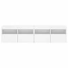 TV staliukas Sieninės TV spintelės su LED, 2vnt., baltos, 80x30x40cm