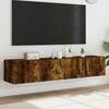 TV staliukas Sieninės TV spintelės su LED, 2vnt., dūminės ąžuolo, 80x35x31cm