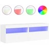 TV staliukas Sieninės TV spintelės su LED, 2vnt., baltos, 60x30x40cm