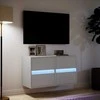 TV staliukas Sieninės TV spintelės su LED, 2vnt., baltos, 41x31x45cm