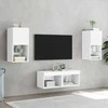 TV staliukas Sieninės TV spintelės su LED lemputėmis, 4 dalių, baltos