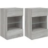 TV staliukas Sieninės TV spintelės su LED, 2vnt., pilkos, 40x30x60,5cm