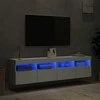 TV staliukas Sieninės TV spintelės su LED, 2vnt., baltos, 80x30x40cm