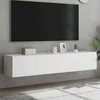 TV staliukas Sieninės TV spintelės su LED, 2vnt., baltos, 80x35x31cm