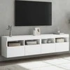 TV staliukas Sieninės TV spintelės su LED, 2vnt., baltos, 80x30x40cm