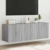 TV staliukas Sieninės TV spintelės su LED, 2vnt., pilkos ąžuolo, 60x35x41cm