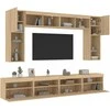 TV staliukas Sieninės TV spintelės su LED lemputėmis, 8vnt., ąžuolo spalvos
