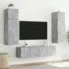 TV staliukas Sieninės TV spintelės su LED, 2vnt., betono pilkos, 80x35x31cm