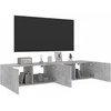 TV staliukas Sieninės TV spintelės su LED, 2vnt., betono pilkos, 80x35x31cm