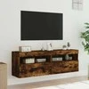 TV staliukas Sieninės TV spintelės su LED, 2vnt., dūminės ąžuolo, 60x30x40cm