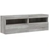 TV staliukas Sieninės TV spintelės su LED, 2vnt., pilka ąžuolo, 60x30x40cm