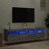 TV staliukas Sieninės TV spintelės su LED, 2vnt., pilkos ąžuolo, 80x30x40cm