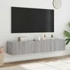 TV staliukas Sieninės TV spintelės su LED, 2vnt., pilkos ąžuolo, 80x35x31cm