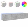 TV staliukas Sieninės TV spintelės su LED, 2vnt., betono pilkos, 80x35x31cm