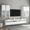 TV staliukas Sieninės TV spintelės su LED lemputėmis, 7vnt., baltos spalvos