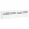 TV staliukas Sieninės TV spintelės su LED, 2vnt., baltos, 80x30x40cm
