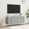 TV staliukas Sieninės TV spintelės su LED, 2vnt., pilkos ąžuolo, 60x35x41cm