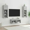 TV staliukas Sieninės TV spintelės su LED lemputėmis, 4 dalių, betono pilkos
