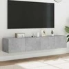 TV staliukas Sieninės TV spintelės su LED, 2vnt., betono pilkos, 80x35x31cm