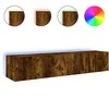 TV staliukas Sieninės TV spintelės su LED, 2vnt., dūminės ąžuolo, 80x35x31cm