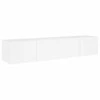 TV staliukas Sieninės TV spintelės su LED, 2vnt., baltos, 80x35x31cm