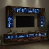 TV staliukas Sieninės TV spintelės su LED lemputėmis, 8vnt., dūminės ąžuolo
