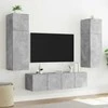 TV staliukas Sieninės TV spintelės su LED, 2vnt., betono pilkos, 60x35x41cm
