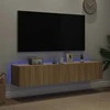 TV staliukas Sieninės TV spintelės su LED, 2vnt., sonoma ąžuolo, 80x35x31cm