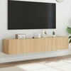 TV staliukas Sieninės TV spintelės su LED, 2vnt., sonoma ąžuolo, 80x35x31cm