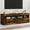 TV staliukas Sieninės TV spintelės su LED, 2vnt., dūminės ąžuolo, 60x30x40cm