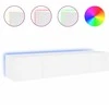 TV staliukas Sieninės TV spintelės su LED, 2vnt., baltos, 80x35x31cm