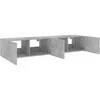 TV staliukas Sieninės TV spintelės su LED, 2vnt., betono pilkos, 80x35x31cm