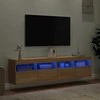 TV staliukas Sieninės TV spintelės su LED, 2vnt., sonoma ąžuolo, 80x30x40cm