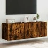 TV staliukas Sieninės TV spintelės su LED, 2vnt., dūminės ąžuolo, 60x35x41cm