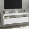 TV staliukas Sieninės TV spintelės su LED, 2vnt., baltos, 60x30x40cm