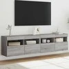 TV staliukas Sieninės TV spintelės su LED, 2vnt., pilkos ąžuolo, 80x30x40cm
