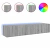 TV staliukas Sieninės TV spintelės su LED, 2vnt., pilkos ąžuolo, 80x35x31cm