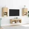 TV staliukas Sieninės TV spintelės su LED lemputėmis, 4 dalių, ąžuolo