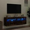 TV staliukas Sieninės TV spintelės su LED, 2vnt., dūminės ąžuolo, 60x30x40cm