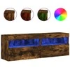 TV staliukas Sieninės TV spintelės su LED, 2vnt., dūminės ąžuolo, 60x30x40cm