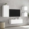 TV staliukas Sieninės TV spintelės su LED lemputėmis, 4 dalių, baltos