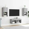 TV staliukas Sieninės TV spintelės su LED lemputėmis, 4 dalių, pilkos ąžuolo