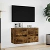 TV staliukas Sieninės TV spintelės su LED, 2vnt., dūminio ąžuolo, 41x31x45cm