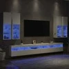 TV staliukas Sieninės TV spintelės su LED lemputėmis, 7vnt., baltos spalvos