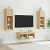 TV staliukas Sieninės TV spintelės su LED lemputėmis, 4 dalių, ąžuolo