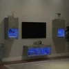 TV staliukas Sieninės TV spintelės su LED lemputėmis, 4 dalių, betono pilkos