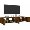 TV staliukas Sieninės TV spintelės su LED, 2vnt., dūminės ąžuolo, 80x35x31cm